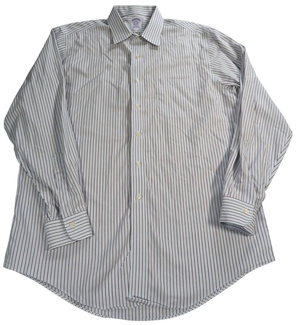 Brooks Brothers Shirt 16-35 Classic Fit Stripe Non Iron Supima Cotton Mens